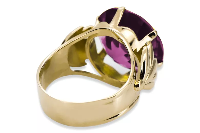 Joyería vintage Anillo Amethyst Oro amarillo de 8 quilates vrc029x-am Art Deco Joyería de la URSS, estilo ruso